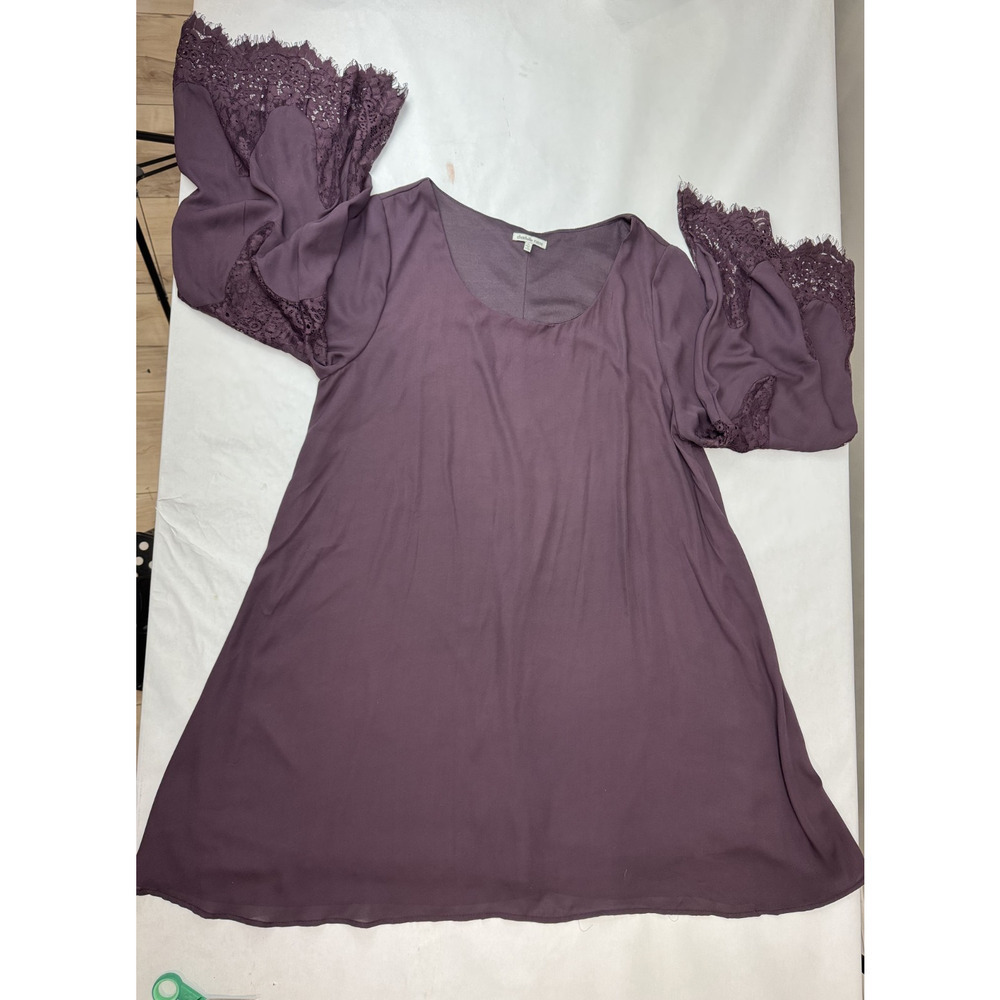 VTG Y2K Charlotte Russe Whimsigoth Dress Flowy Bell Sleeve Lace Plum Tunic XL